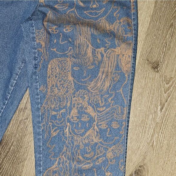 🌴JEANS NWOT  Straight From The Product Sample Line HAND PAINTED - Picture 10 of 12
